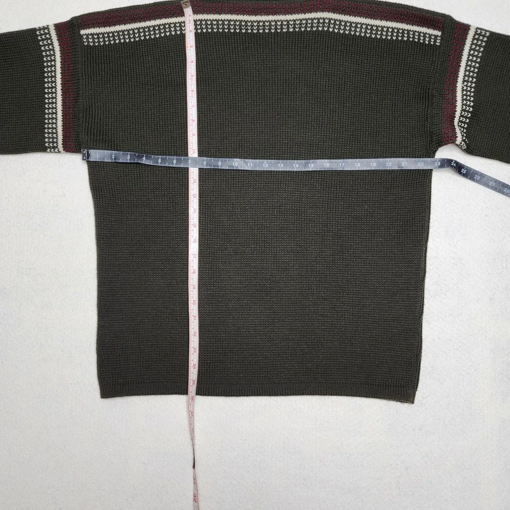 Vintage 70s Obermeyer 100% Wool Apres Ski Sweater Dark Green Austria Aspen XL